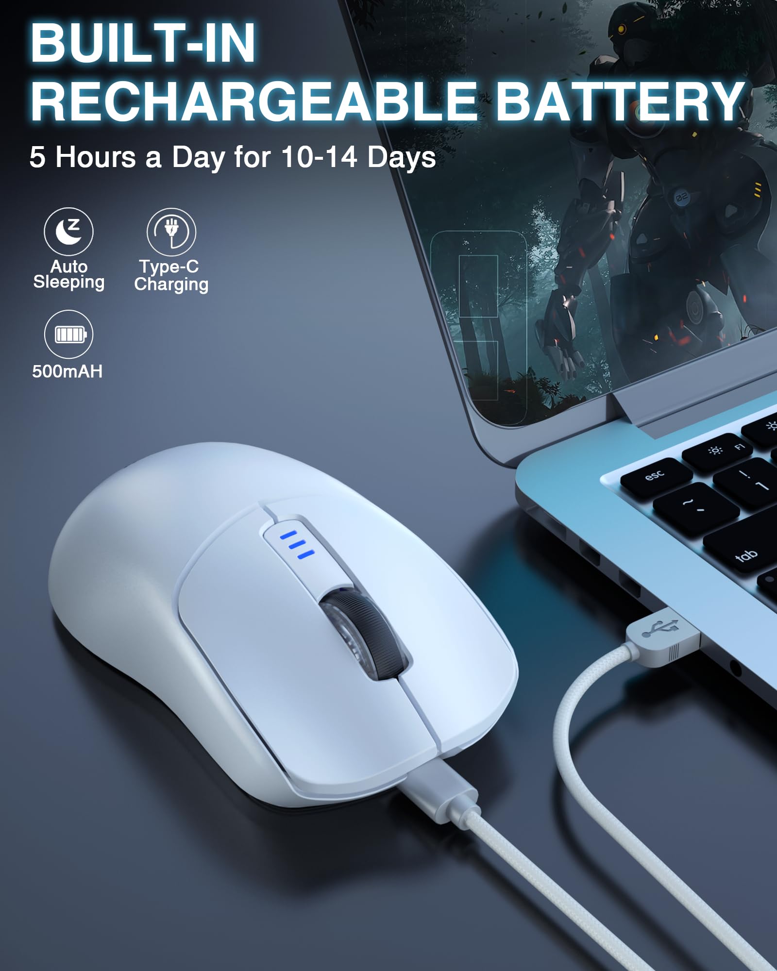 Foto 7 pulgar | Ratón Inalámbrico Para Juegos Aula Sc580 Tri-mode 2.4g/bt5.0/usb-c - Venta Internacional.