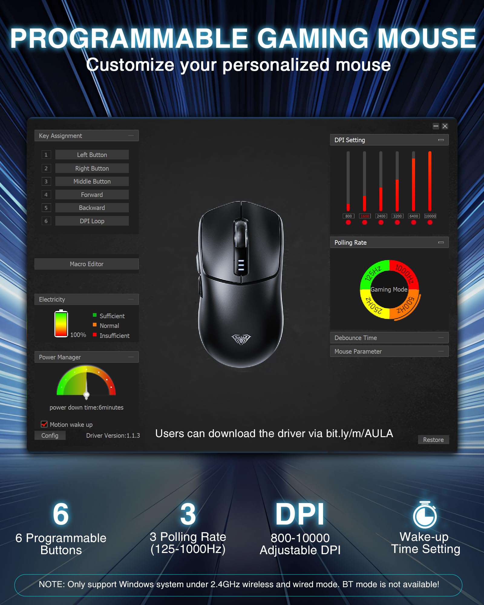 Foto 7 | Ratón Inalámbrico Para Juegos Aula Sc580 Tri-mode 2.4g/bt5.0/usb-c - Venta Internacional.