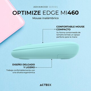 Foto 4 | Mouse Acteck Optimize EDGE MI460 Ultra Delgado 1600dpi 2 Botones Inalámbrico USB 2.4 Ghz Tiffany AC-939904