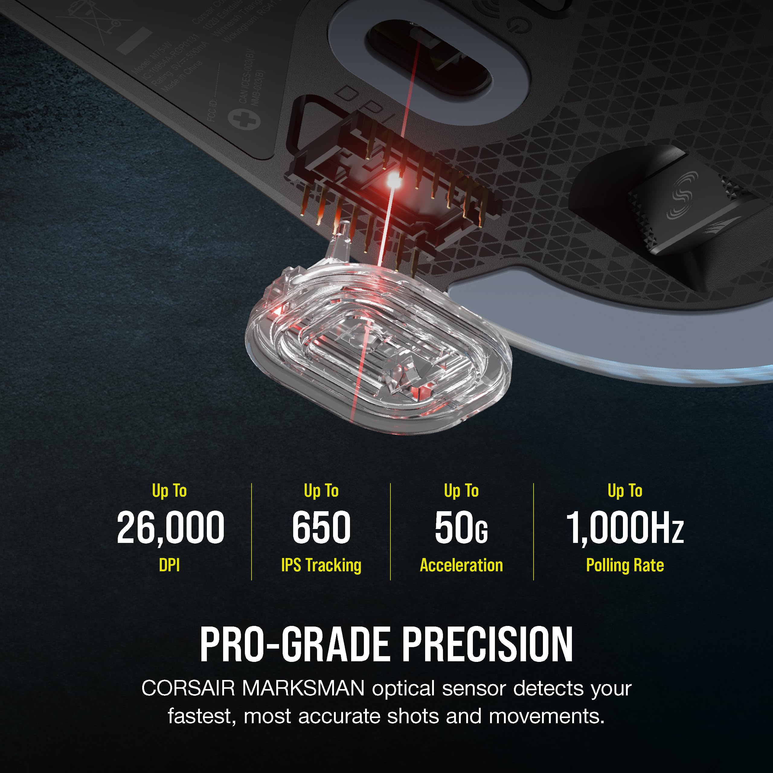 Foto 3 | Ratón para Juegos Corsair M75 Inalámbrico RGB Ligero de 26.000 DPI - Venta Internacional