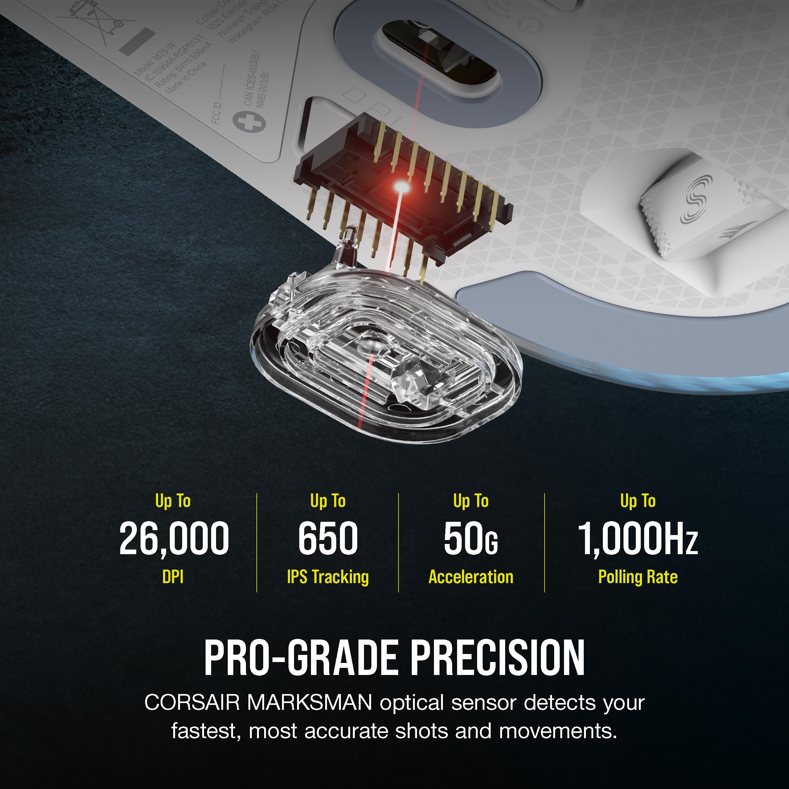 Foto 4 pulgar | Ratón Para Juegos Corsair M75 Inalámbrico Rgb 26,000 Dpi Blanco - Venta Internacional.