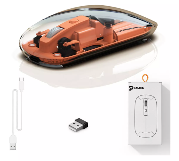 Mouse Wünd Inalambrico 2.4g Transparente Silencioso Recargable