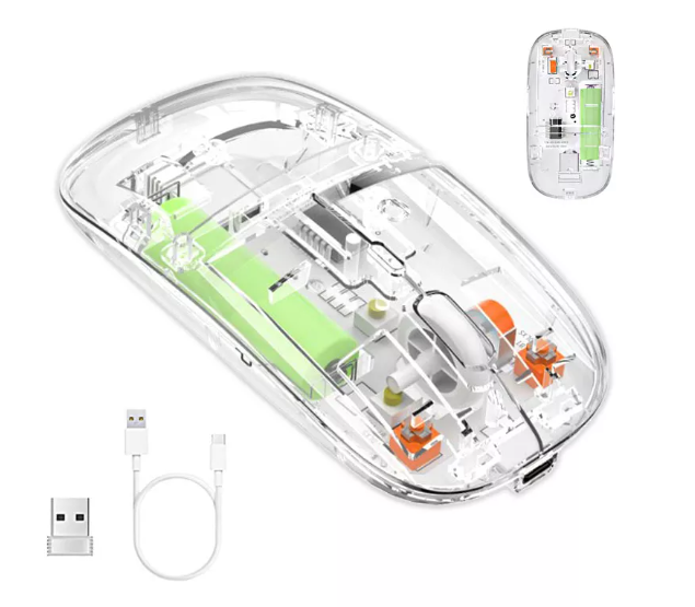 Mouse Inalámbrico Bluetooth Transparente Recargable Gamer Wünd