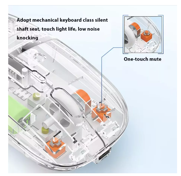 Foto 4 pulgar | Mouse Inalámbrico Bluetooth Transparente Recargable Gamer Wünd