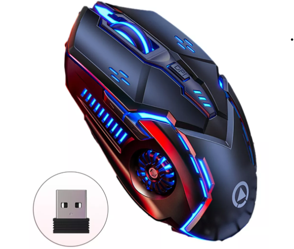 Mouse Gamer Juego Inalámbrico Recargable Wünd Silenciar A9 Negro