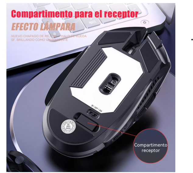 Foto 3 pulgar | Mouse Gamer Juego Inalámbrico Recargable Wünd Silenciar A9 Negro