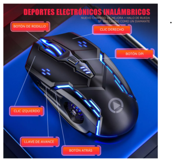 Foto 3 | Mouse Gamer Juego Inalámbrico Recargable Wünd Silenciar A9 Negro