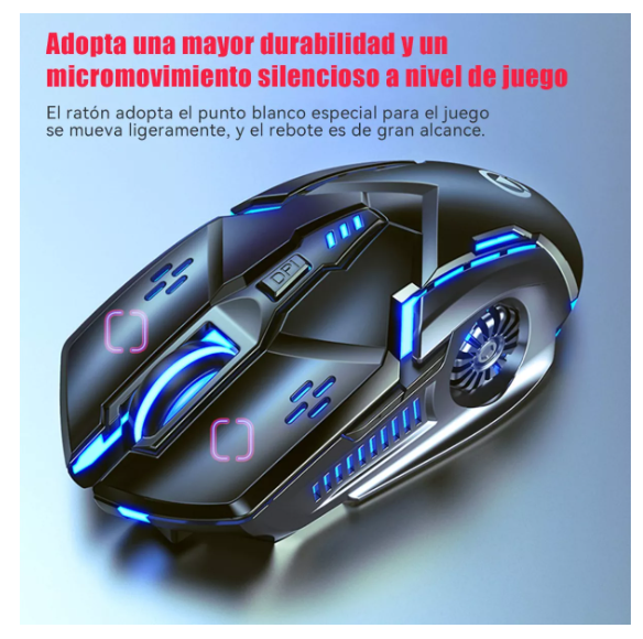 Foto 5 pulgar | Mouse Gamer Juego Inalámbrico Recargable Wünd Silenciar A9 Negro