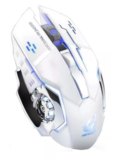 Mouse Wünd Gamer De Juego Inalámbrico Recargable Free Wolf X8 White