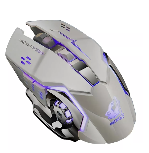 Mouse Gamer De Juego Inalámbrico Recargable Wünd Free Wolf X8 Metal Grey