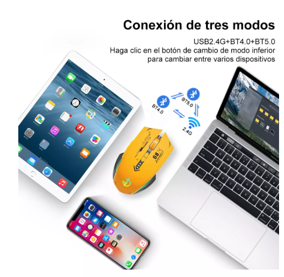 Foto 5 pulgar | Wünd Mouse Inalámbrico Bluetooth Recargable Ergonomía 2.4g 3modos