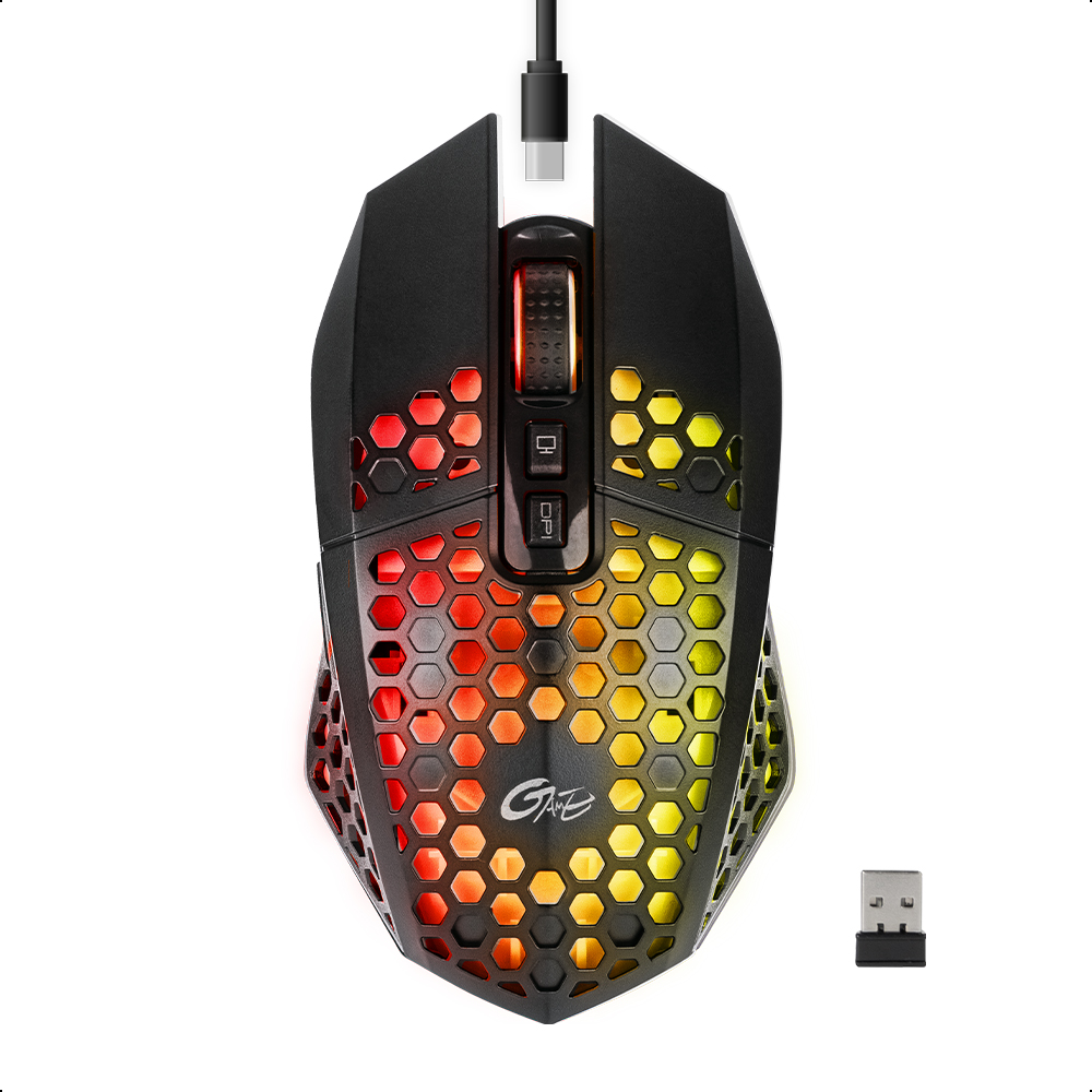 Mouse Inalámbrico Silencioso Rgb Recargable 7 Botones Usb C