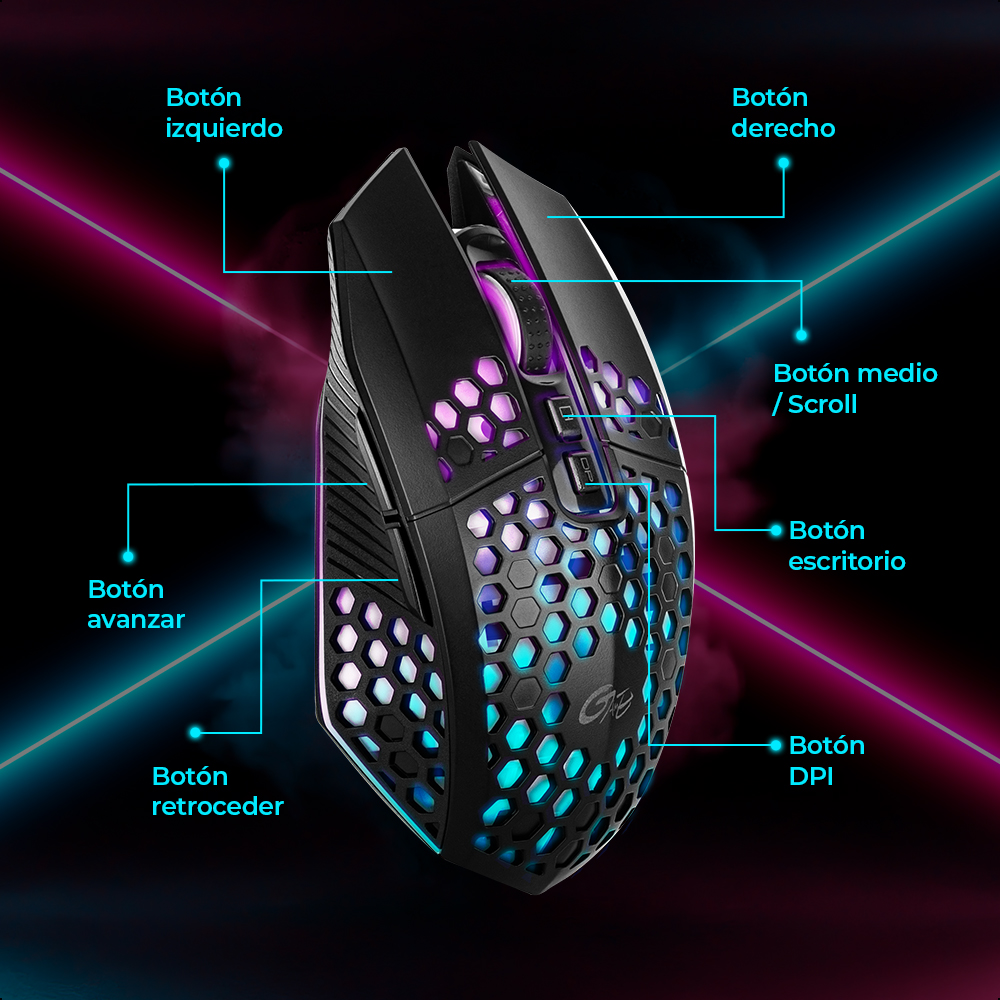 Foto 5 | Mouse Inalámbrico Silencioso Rgb Recargable 7 Botones Usb C