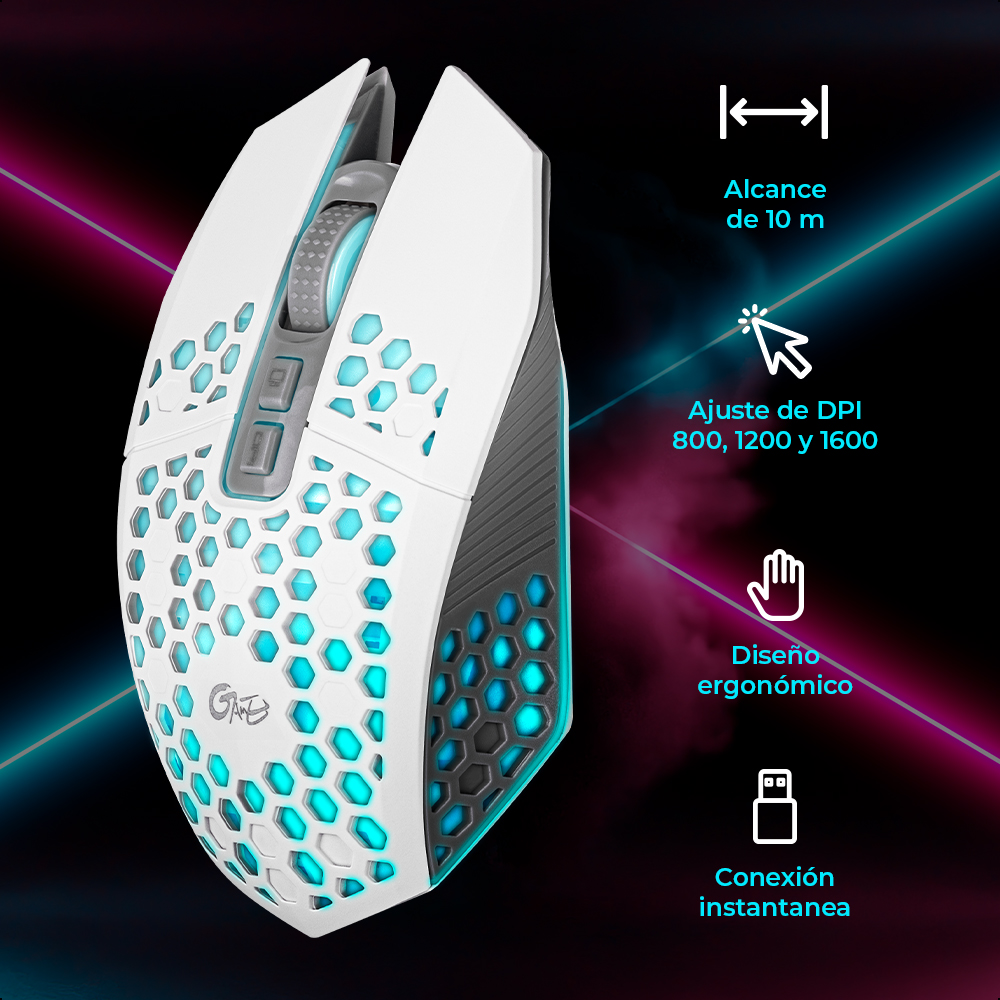 Foto 7 pulgar | Mouse Silencioso Inalám Rgb Recargable 7 Botones Usb Neg