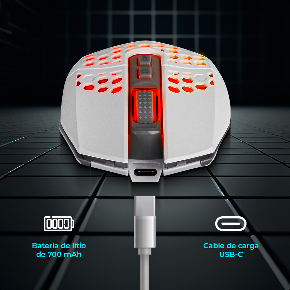 Foto 8 pulgar | Mouse Silencioso Inalám Rgb Recargable 7 Botones Usb Neg
