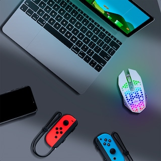 Foto 8 | Mouse Silencioso Inalám Rgb Recargable 7 Botones Usb Neg