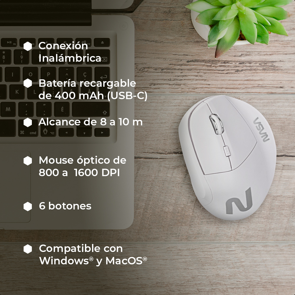 Foto 7 | Mouse Inalámbrico Navigator Two Recargable 1600dpi 6 Botones