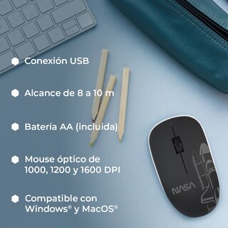 Foto 7 | Mouse Inalámbrico Navigator One Nasa Blanco Y Negro
