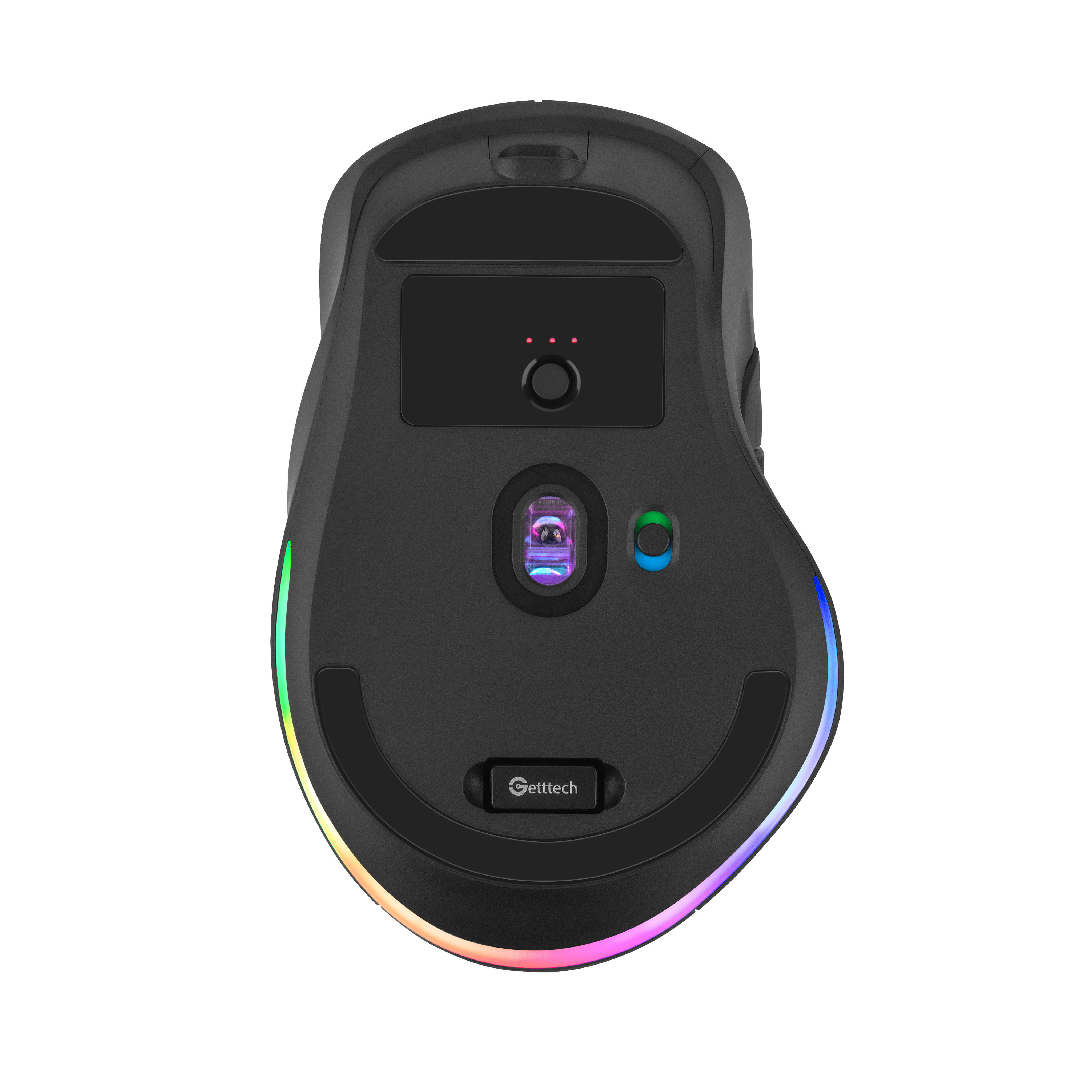 Foto 9 pulgar | Mouse Getttech Inalámbrico 7 Botones Doble Rueda RGB Conexión 2.4g Bluetooth y USB DPI Ajustable