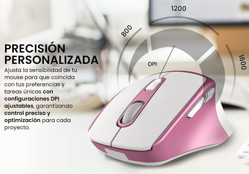 Foto 6 pulgar | Mouse Getttech Inalámbrico Conexión 2.4g Bluetooth y USB 6 Botones DPI Ajustables