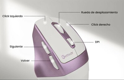 Foto 6 | Mouse Getttech Inalámbrico Conexión 2.4g Bluetooth y USB 6 Botones DPI Ajustables