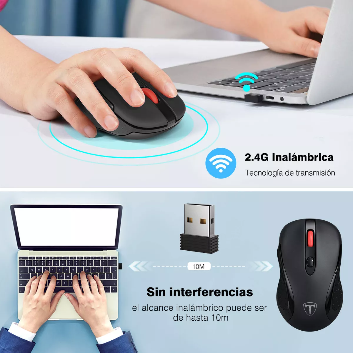 Foto 3 pulgar | Mouse Inalambrico Para Computadoras 2.4g Receptor Usb 6 Botones Eo Safe Imports Esi-16532 Negro