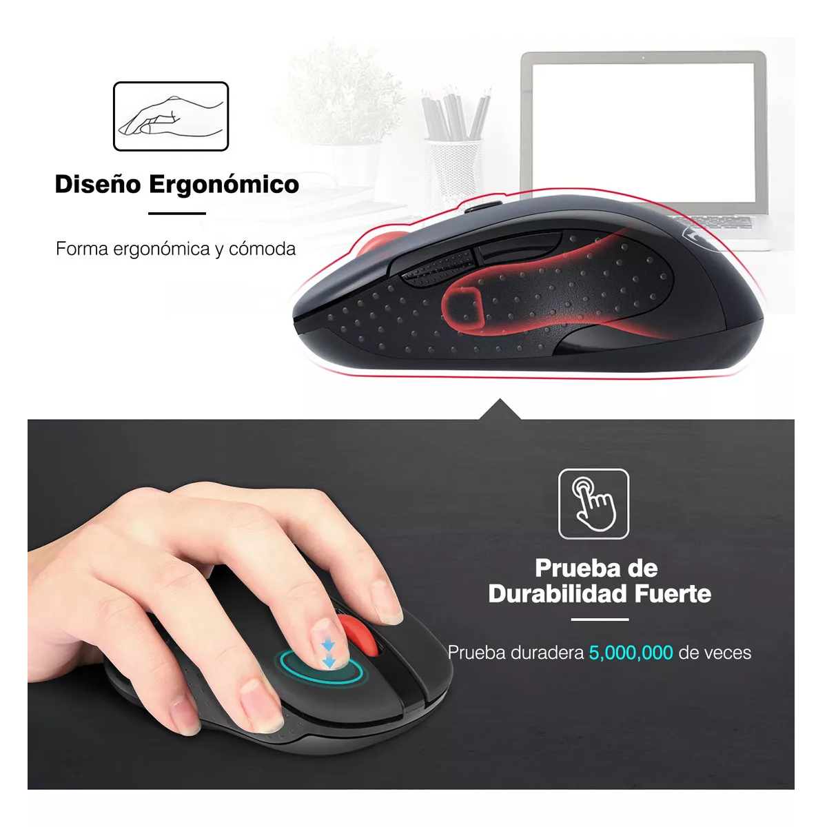 Foto 4 pulgar | Mouse Inalambrico Para Computadoras 2.4g Receptor Usb 6 Botones Eo Safe Imports Esi-16532 Negro