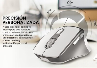 Foto 5 | Mouse Getttech Ggm-stdbw-01-wh Inalambrico Conexion 2.4g, Bluetooth Y Usb 6 Botones Dpi Ajustables (800-1200-1600)