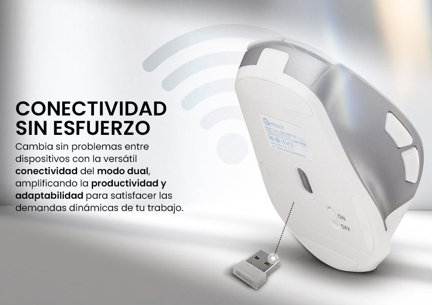 Foto 9 pulgar | Mouse Getttech Ggm-stdbw-01-wh Inalambrico Conexion 2.4g, Bluetooth Y Usb 6 Botones Dpi Ajustables (800-1200-1600)