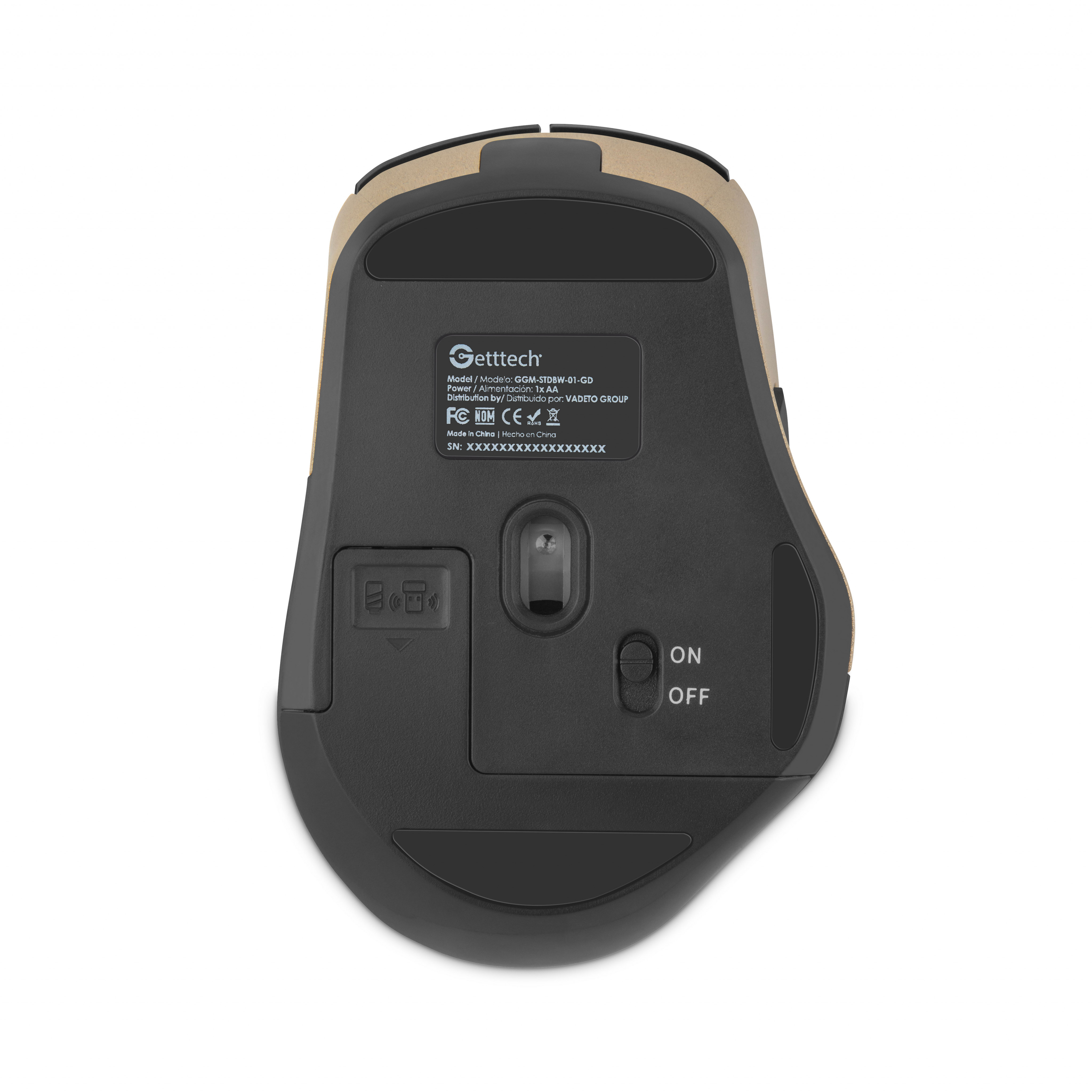 Foto 5 pulgar | Mouse Getttech Ggm-stdbw-01-gd Inalambrico Conexion 2.4g, Bluetooth Y Usb 6 Botones Dpi Ajustables (800-1200-1600)
