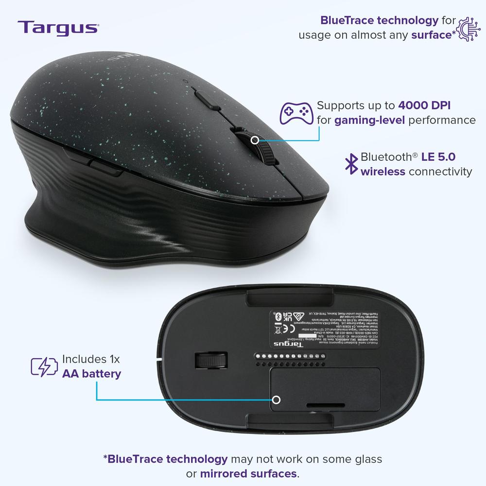 Foto 4 pulgar | Mouse Ergonómico Targus Óptico Amb586gl Inalámbrico