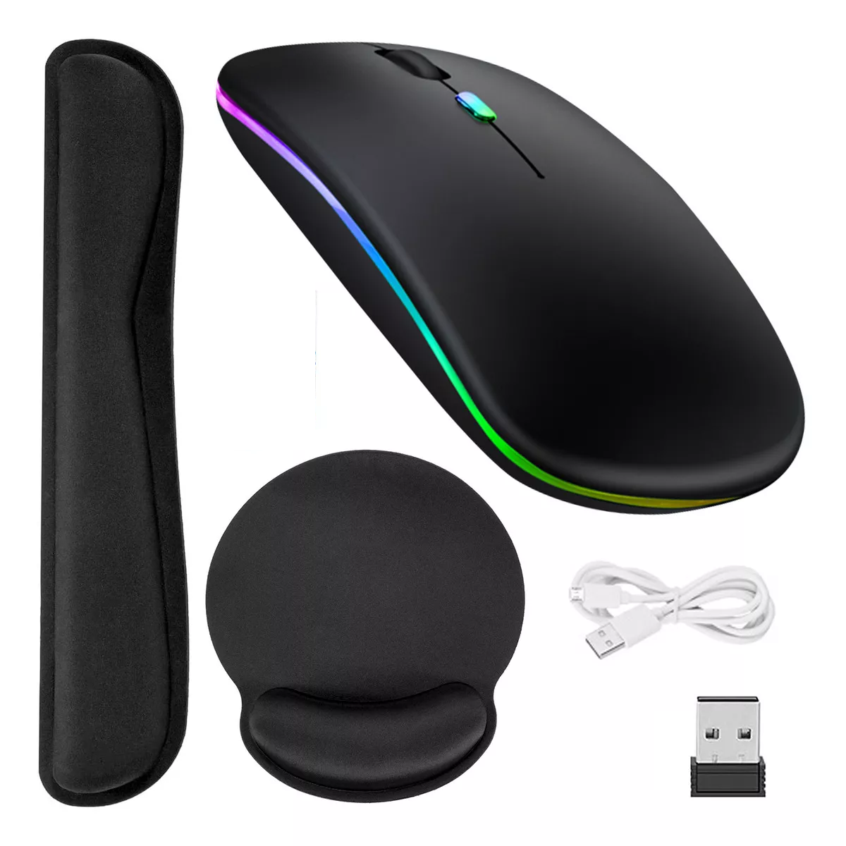 Kit Mouse Inalámbrico Y Bluetooth Soporte De Muñeca Eo Safe Imports Esi-18298 Negro