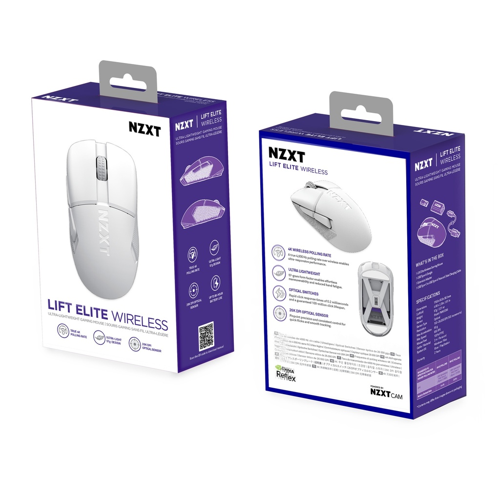 Foto 6 pulgar | Mouse Nzxt Lift Elite Wireless Blanco 57gramos 4,000hz 26,000ppp 70hrs Bateria Usb Ms-101nw-02