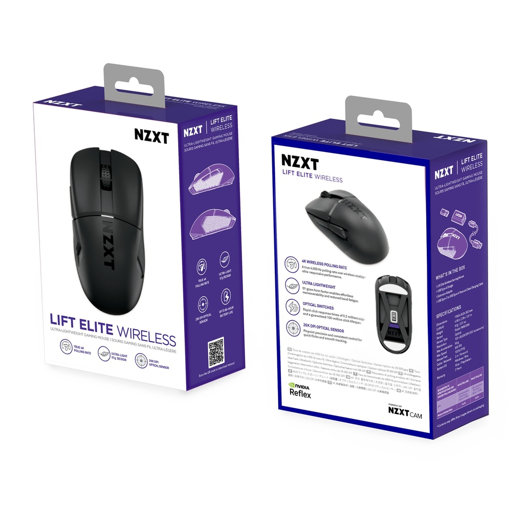 Foto 5 pulgar | Mouse Nzxt Lift Elite Wireless Negro 57gramos 4,000hz 26,000ppp 70hrs Bateria Usb Ms-101nb-01