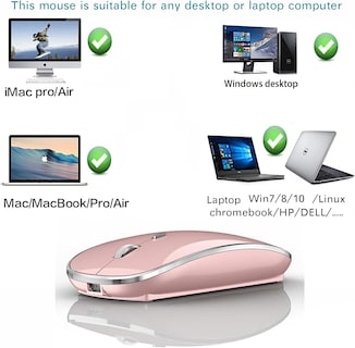 Foto 4 | Mouse Raton Inalámbrico Luz Rgb Recargable Mini Ergonómico Color Oro Rosado