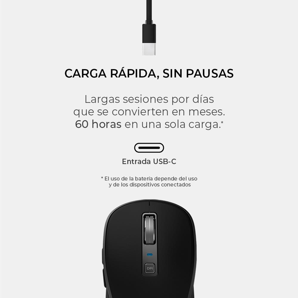 Foto 3 pulgar | Mouse Acteck Optimize Trip Pro Mi580 Inalambrico Usb 2.4 Ghz + Bt 1600dpi 6 Botones Ergonomico Negro