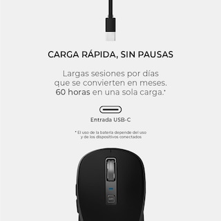 Foto 2 | Mouse Acteck Optimize Trip Pro Mi580 Inalambrico Usb 2.4 Ghz + Bt 1600dpi 6 Botones Ergonomico Negro