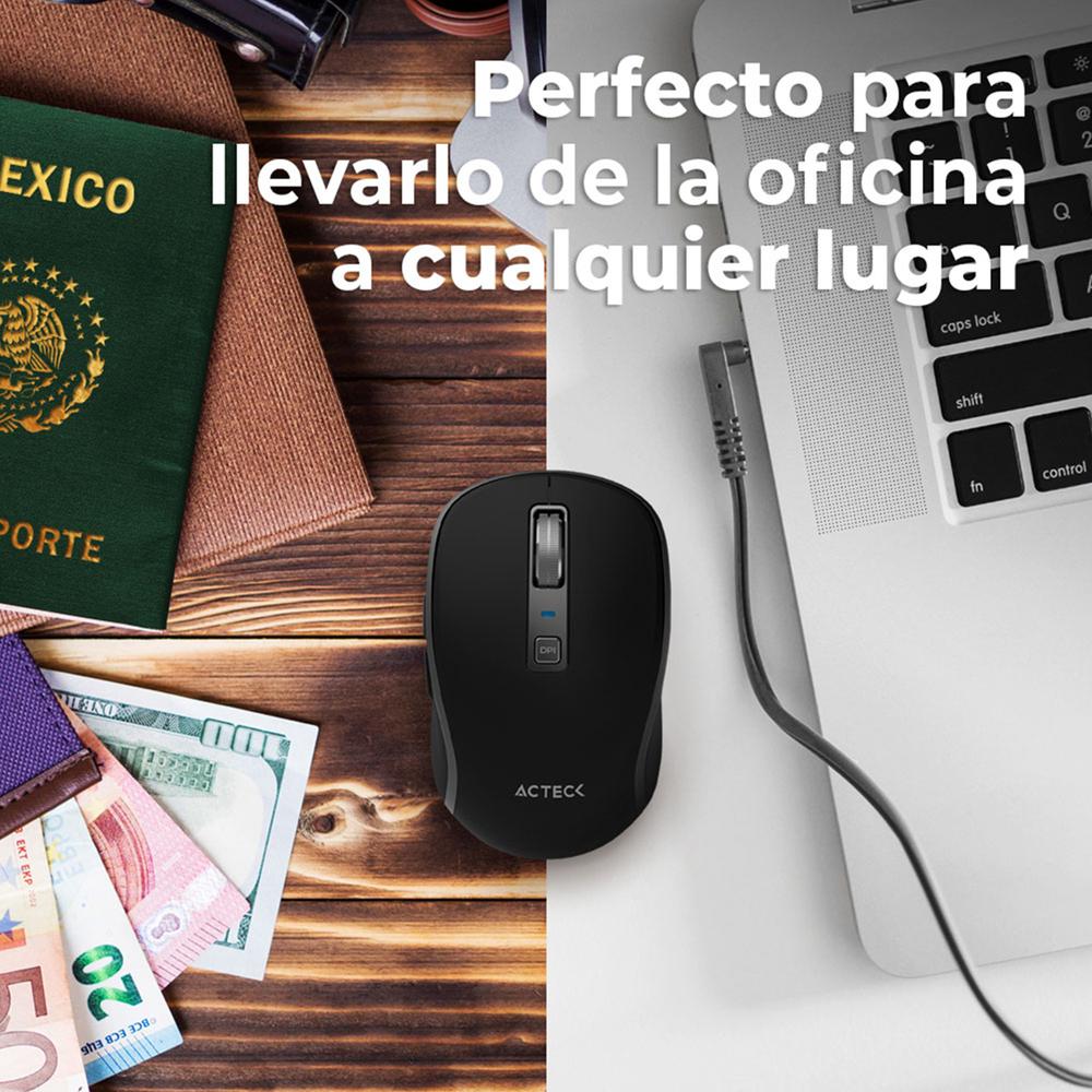 Foto 6 pulgar | Mouse Acteck Optimize Trip Pro Mi580 Inalambrico Usb 2.4 Ghz + Bt 1600dpi 6 Botones Ergonomico Negro
