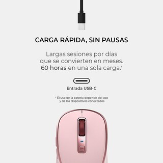 Foto 2 | Mouse Acteck Optimize Trip Pro Mi580 Inalambrico Usb 2.4 Ghz + Bt 1600dpi 6 Botones Ergonomico Rosa