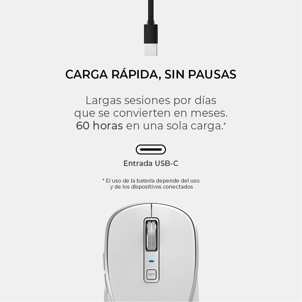 Foto 3 pulgar | Mouse Acteck Optimize Trip Pro Mi580 Inalambrico Usb 2.4 Ghz + Bt 1600dpi 6 Botones Ergonomico Blanco