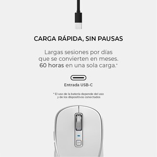 Foto 2 | Mouse Acteck Optimize Trip Pro Mi580 Inalambrico Usb 2.4 Ghz + Bt 1600dpi 6 Botones Ergonomico Blanco