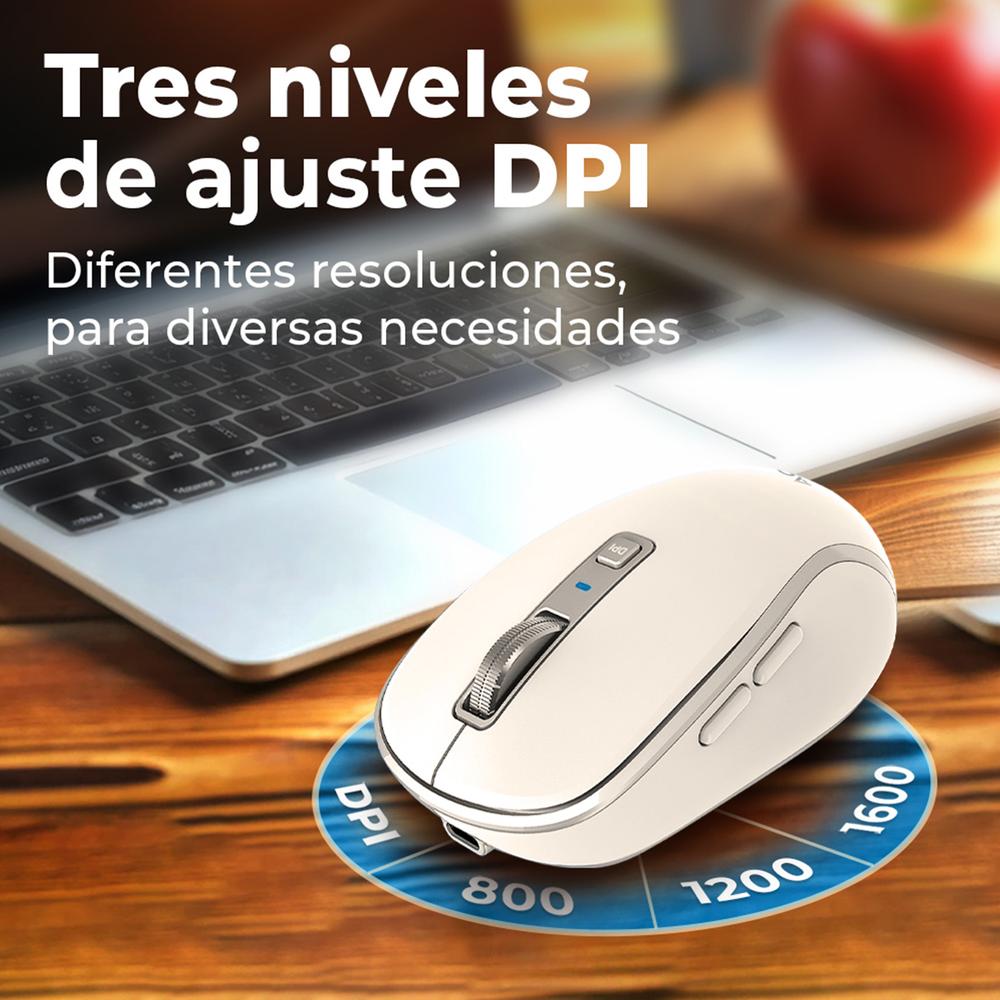 Foto 5 pulgar | Mouse Acteck Optimize Trip Pro Mi580 Inalambrico Usb 2.4 Ghz + Bt 1600dpi 6 Botones Ergonomico Blanco