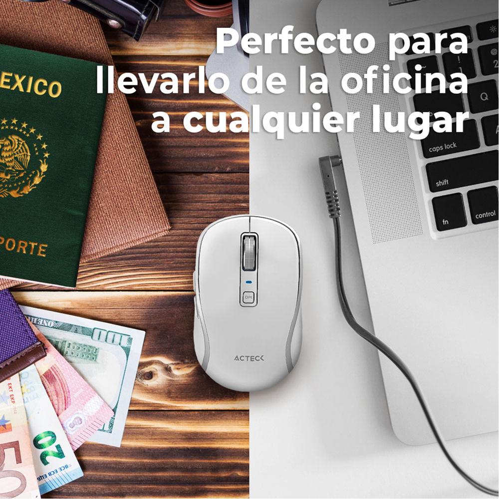 Foto 6 pulgar | Mouse Acteck Optimize Trip Pro Mi580 Inalambrico Usb 2.4 Ghz + Bt 1600dpi 6 Botones Ergonomico Blanco