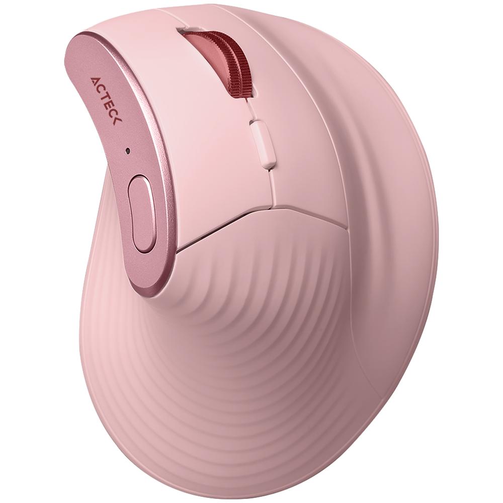 Mouse Vertical Acteck Virtuos Fitt Mi770 Inalambrico Usb 2.4 Ghz + Bt 2400dpi 8 Botones Ergonomico Rosa