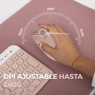 Foto 4 | Mouse Vertical Acteck Virtuos Fitt Mi770 Inalambrico Usb 2.4 Ghz + Bt 2400dpi 8 Botones Ergonomico Rosa