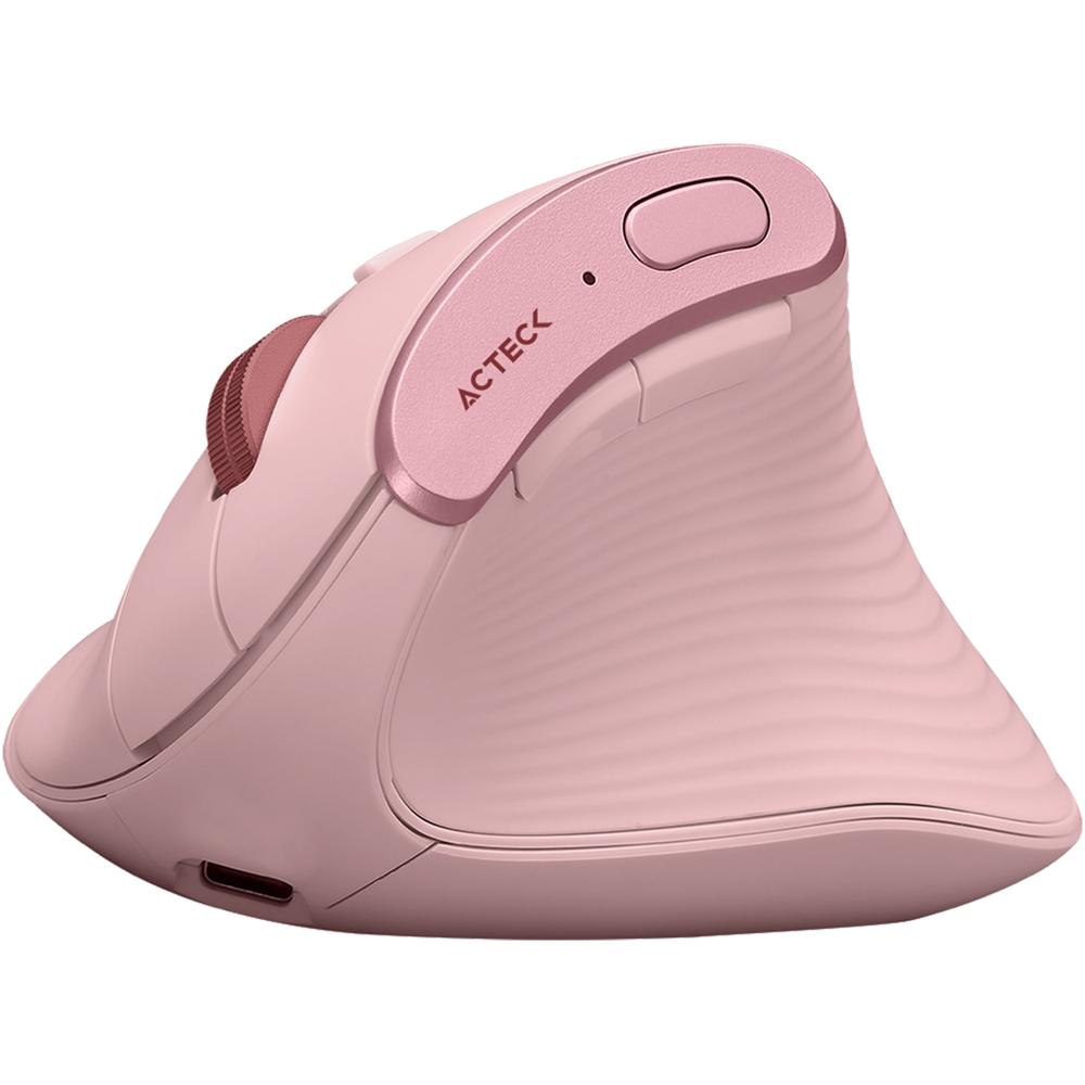 Foto 7 pulgar | Mouse Vertical Acteck Virtuos Fitt Mi770 Inalambrico Usb 2.4 Ghz + Bt 2400dpi 8 Botones Ergonomico Rosa