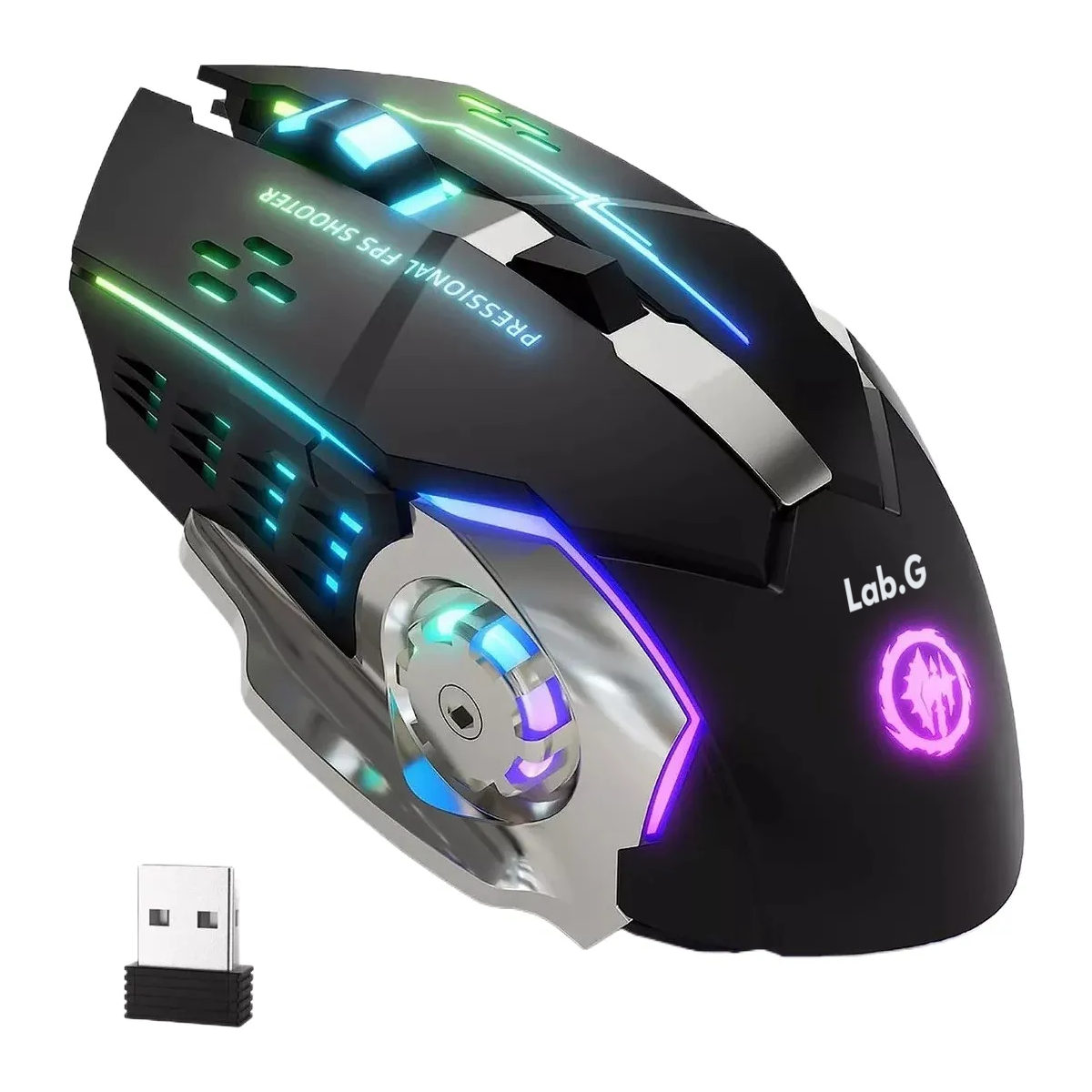Foto 2 | Mouse De Juego Inalámbrico Recargable Lab.g Negro