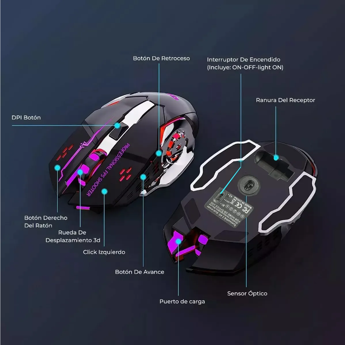 Foto 4 | Mouse De Juego Inalámbrico Recargable Lab.g Negro