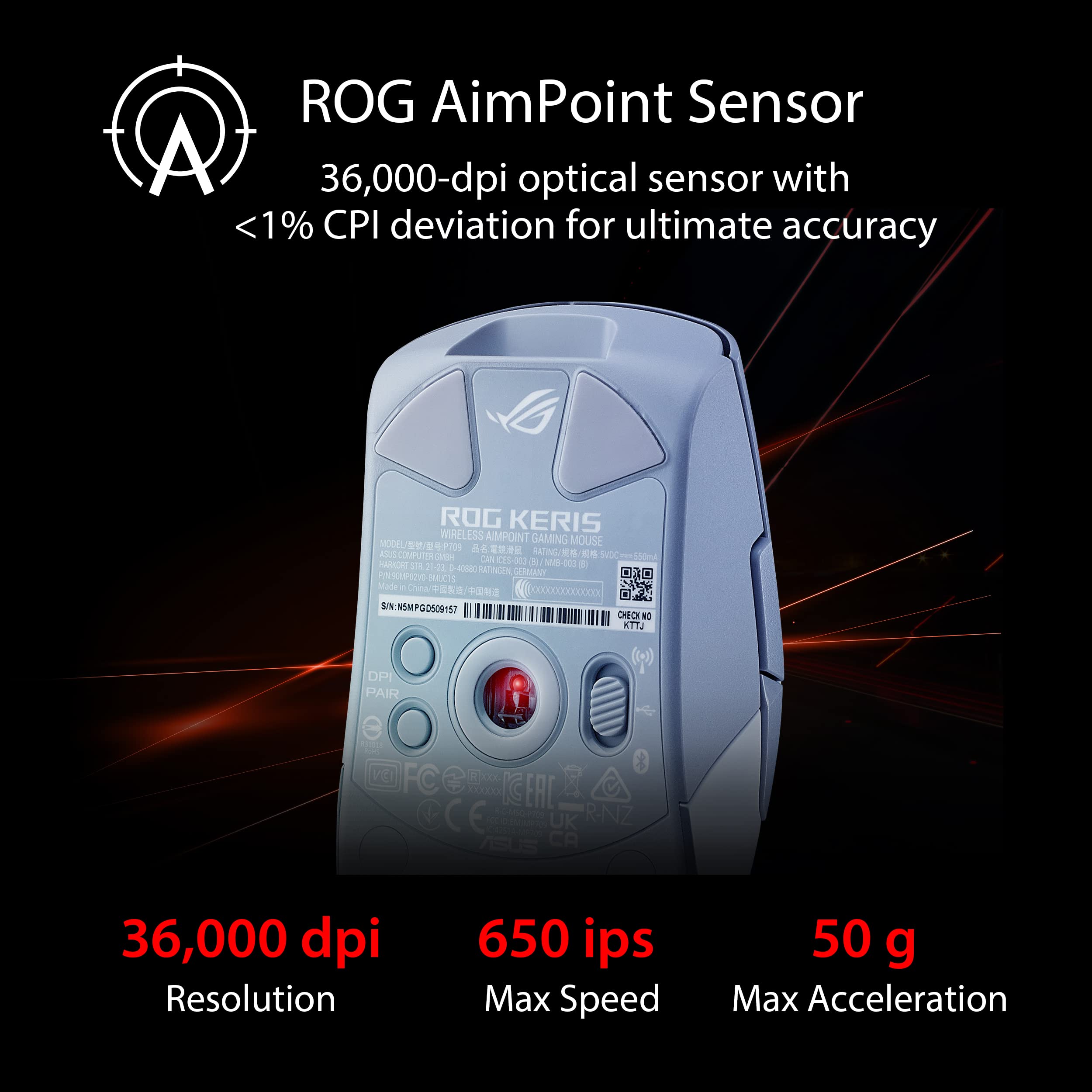 Foto 3 pulgar | Ratón Para Juegos Asus Rog Keris Wireless Aimpoint 36000 Dpi - Venta Internacional.