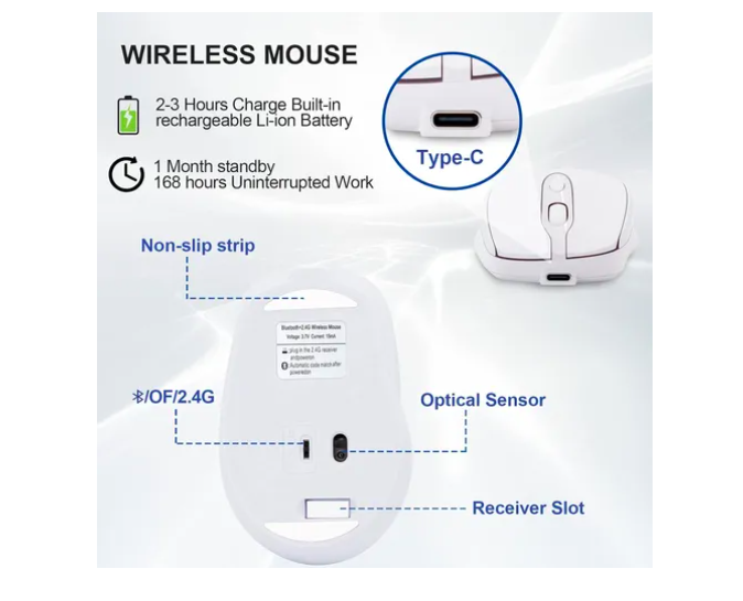 Foto 4 pulgar | Ratón Inalámbrico Xtellar Recargable Con Bluetooth Para Ordenador